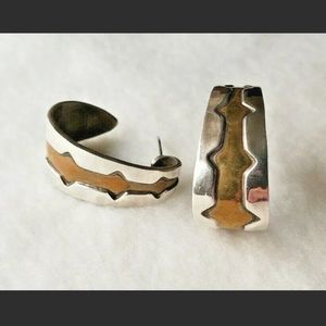 Jeep Collins Sterling Silver Brass Accent Earrings